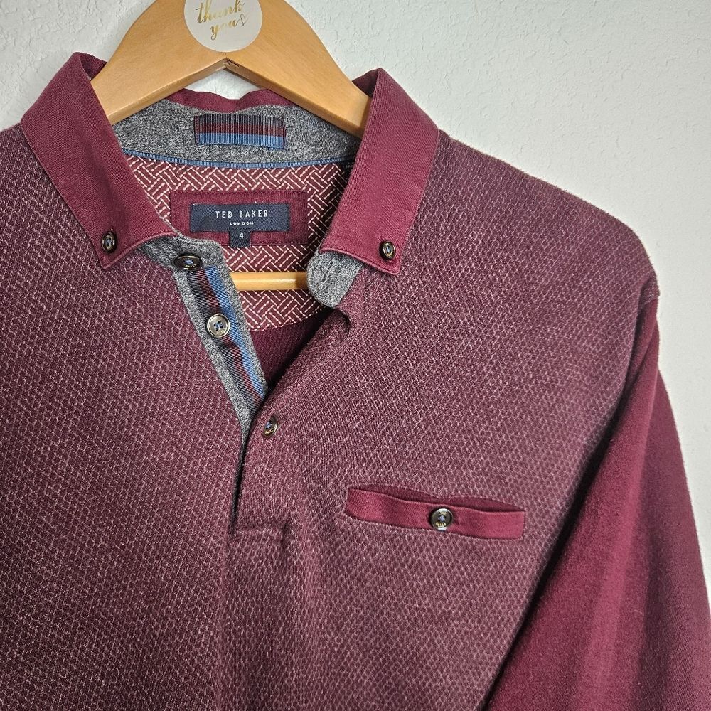 Ted Baker Burgundy Button-Up Shirt